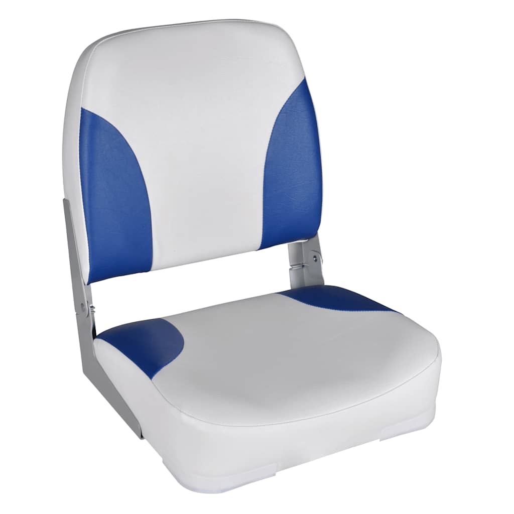 Assentos barco 2 pcs encosto dobrável azul/branco 41x36x48 cm