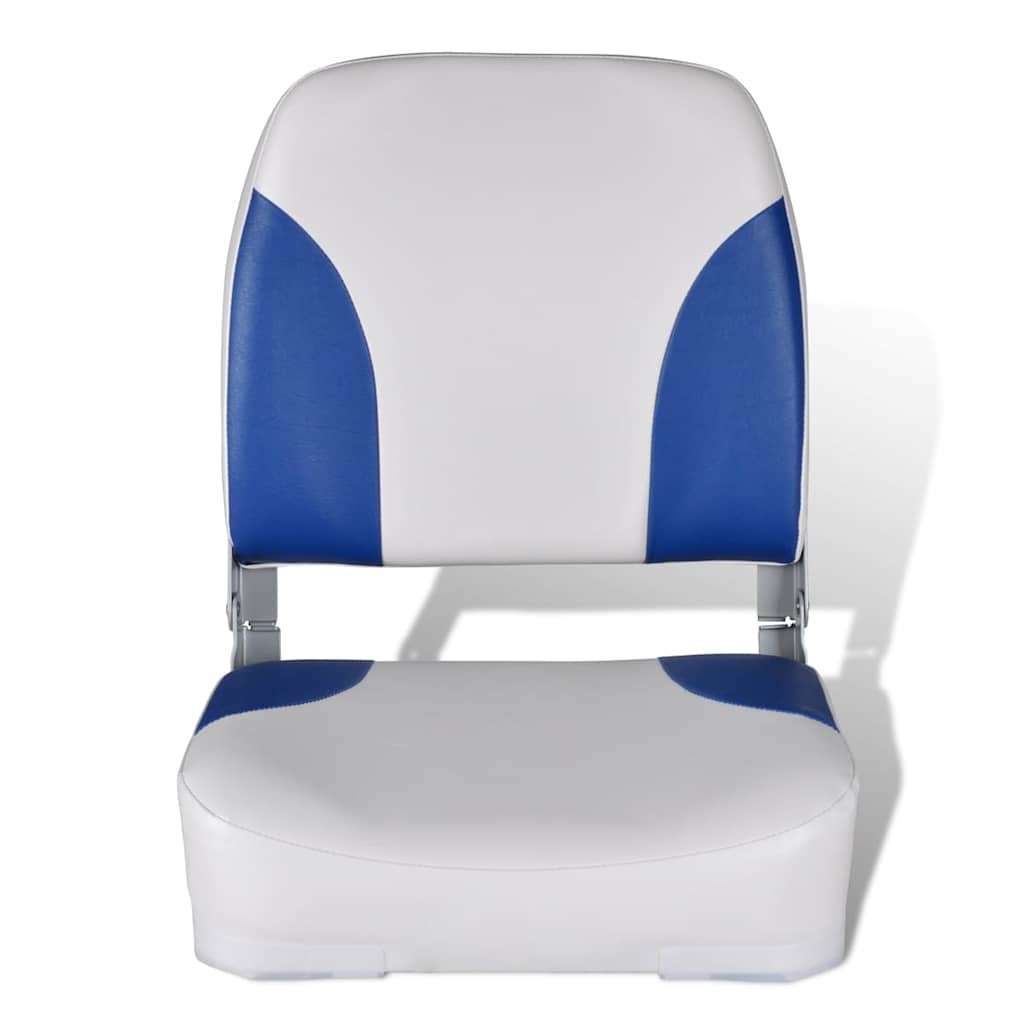 Assentos barco 2 pcs encosto dobrável azul/branco 41x36x48 cm