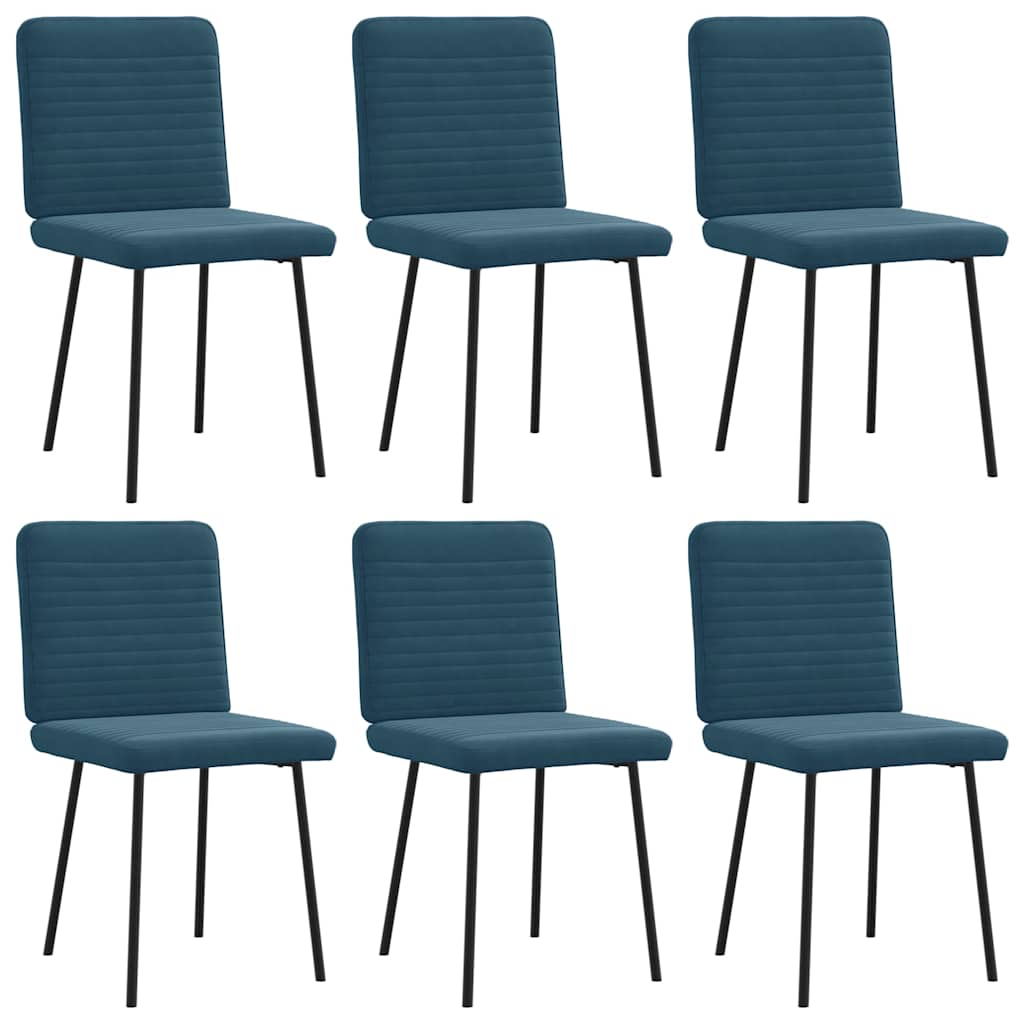 Cadeiras de jantar 6 pcs veludo azul