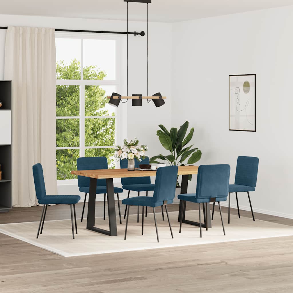 Cadeiras de jantar 6 pcs veludo azul