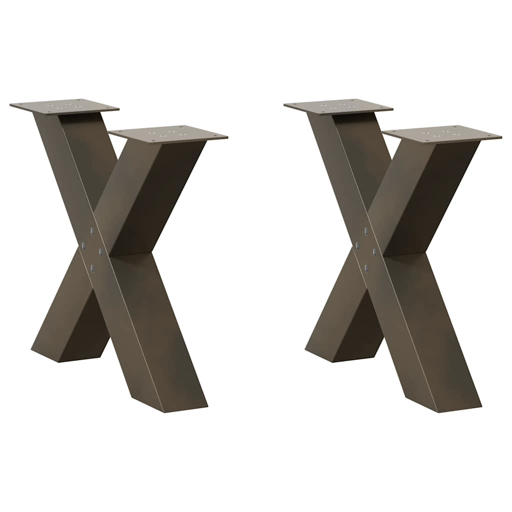 Pés para mesa de centro em formato de x, 2 peças, aço natural, 50x(42-43) cm, aço