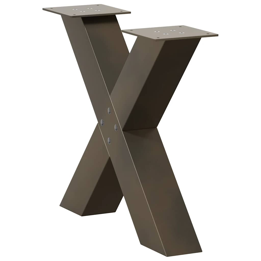 Pés para mesa de centro em formato de x, 2 peças, aço natural, 50x(42-43) cm, aço