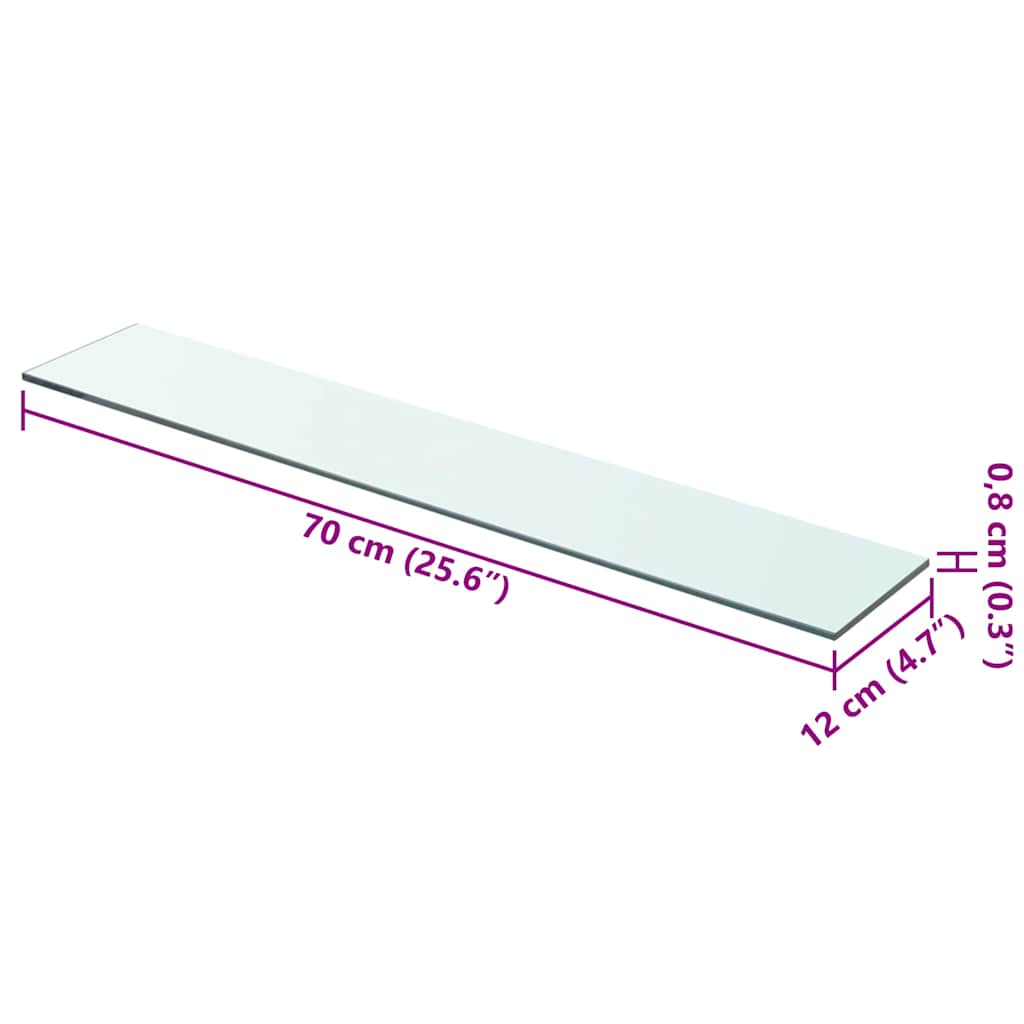 Prateleiras 2 pcs 70x12 cm vidro transparente