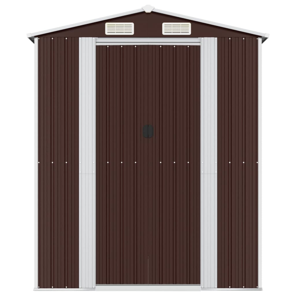 Abrigo de jardim 192x523x223 cm aço galvanizado castanho-escuro
