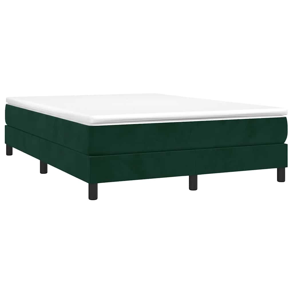 Cama com molas/colchão 140x190 cm veludo verde-escuro