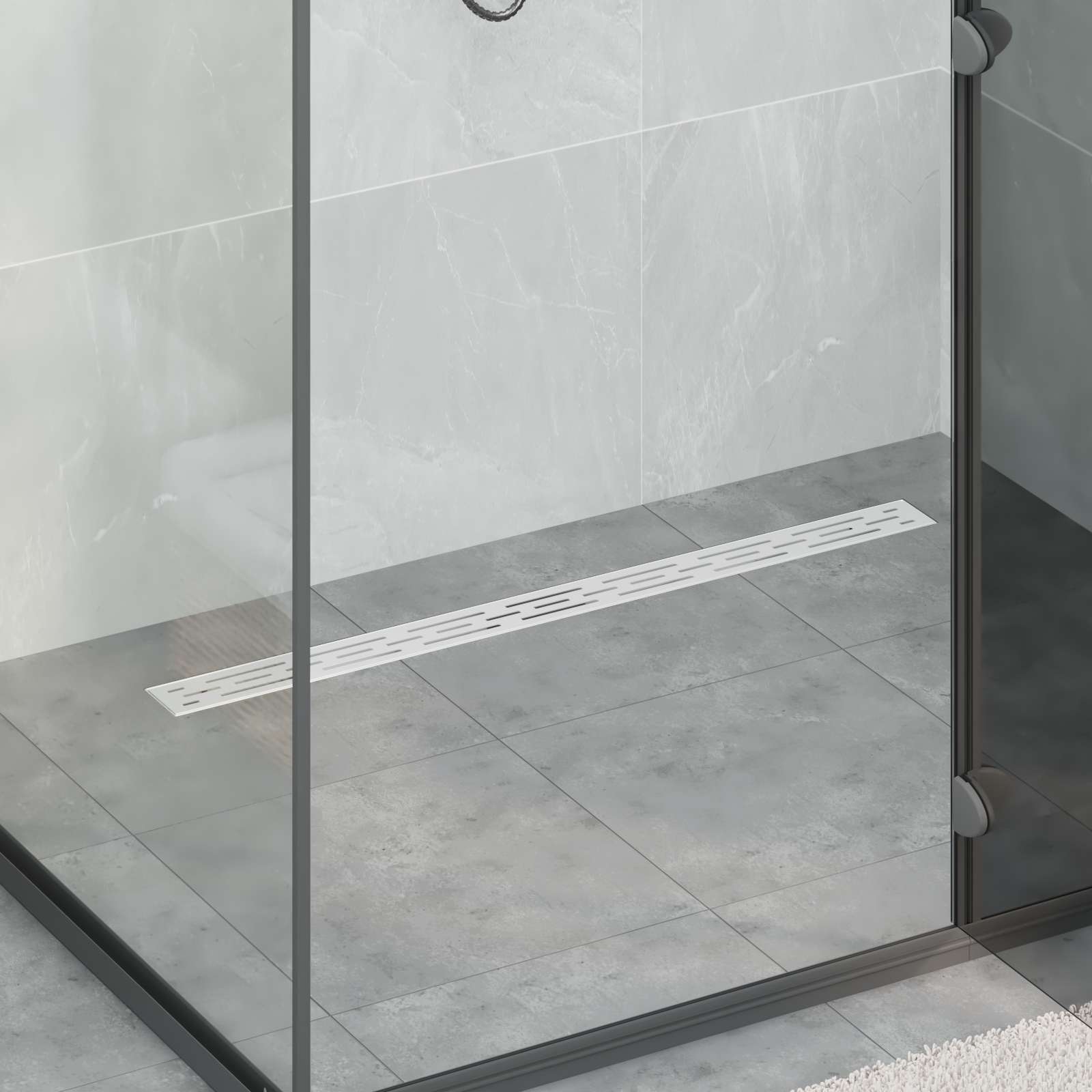 Dreno de chuveiro com design de linha prateado 100 cm