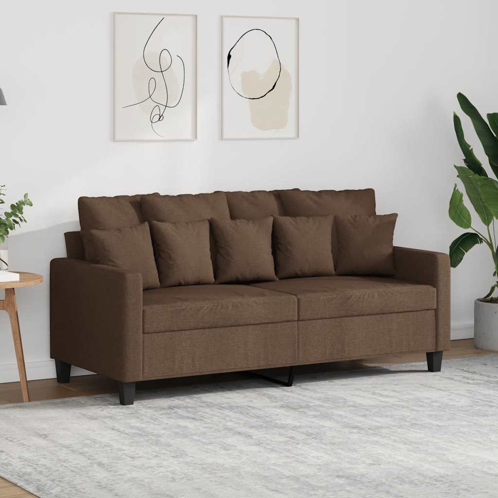 Sofá de 2 lugares tecido 140 cm castanho