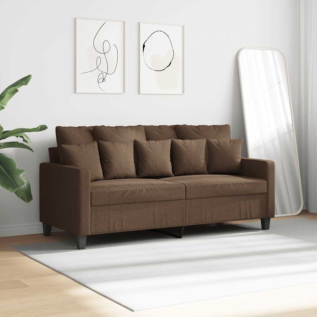 Sofá de 2 lugares tecido 140 cm castanho