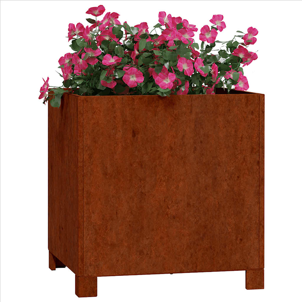 Vaso/floreira com pernas 40x40x40 cm aço corten cor enferrujado