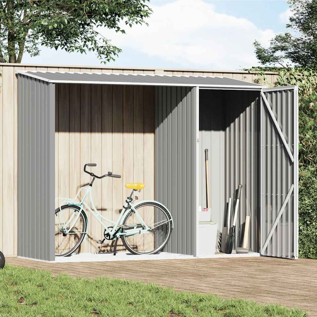 Abrigo de lenha jardim 245x98x159 cm aço galvanizado cinzento