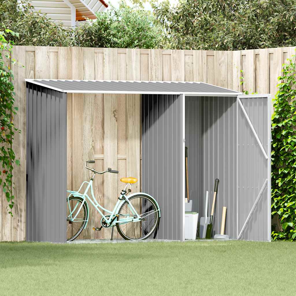 Abrigo de lenha jardim 245x98x159 cm aço galvanizado cinzento