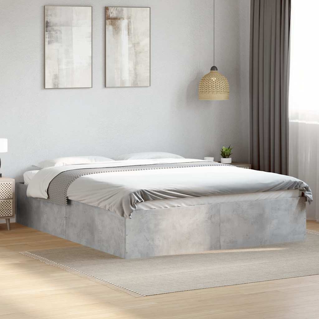 Estrutura de cama 150x200 cm derivados de madeira cinza cimento