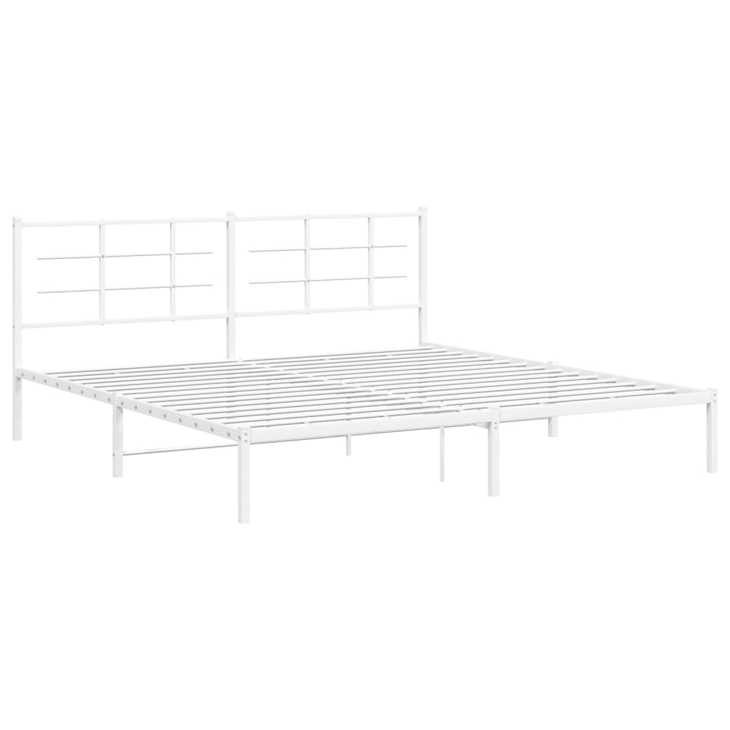 Estrutura de cama com cabeceira 200x200 cm metal branco