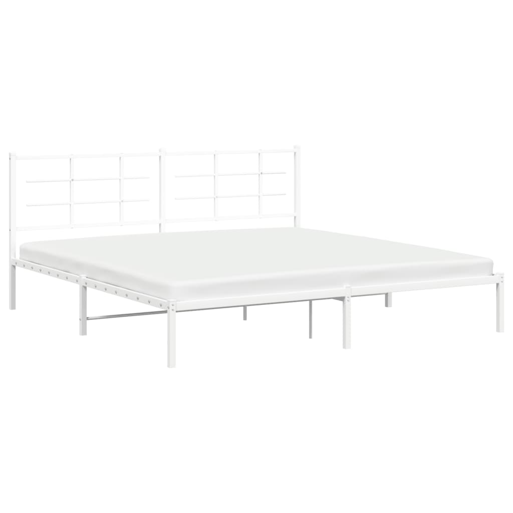Estrutura de cama com cabeceira 200x200 cm metal branco