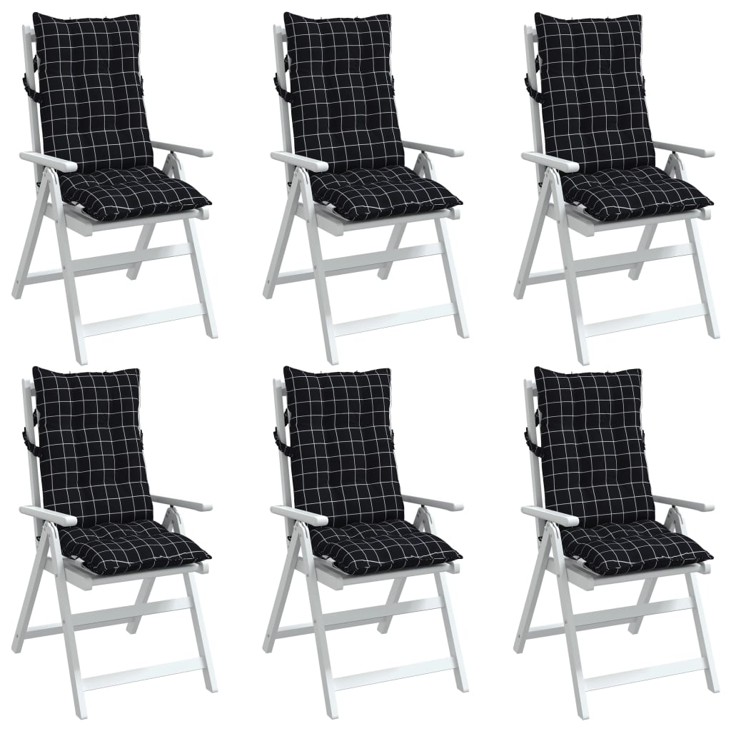 Almofadões cadeira encosto alto 6pcs tecido oxford xadrez preto