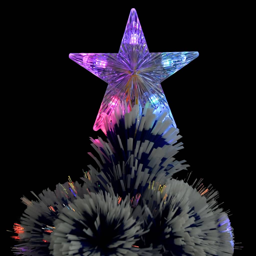 Árvore natal artificial pré-iluminada fibra ótica branco/azul
