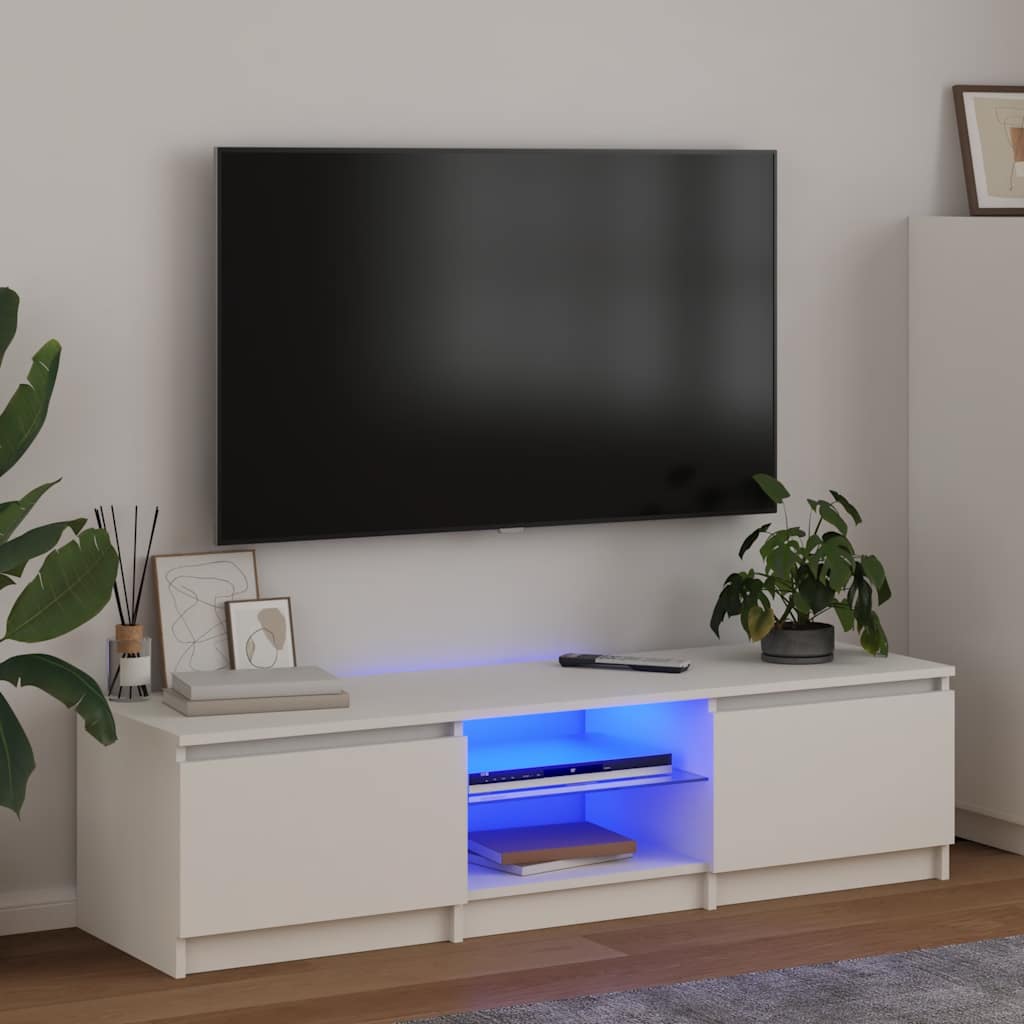 Móvel de TV com luzes LED 140x40x36 cm branco