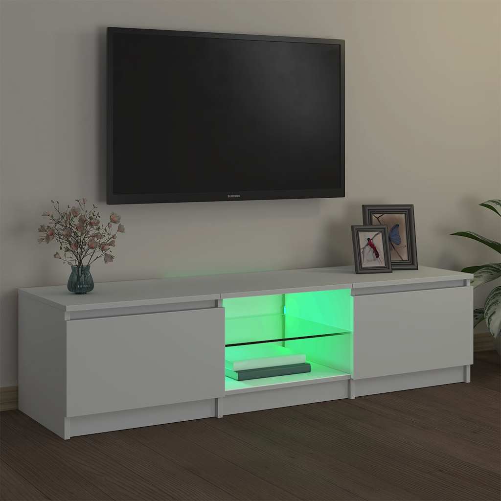 Móvel de TV com luzes LED 140x40x36 cm branco