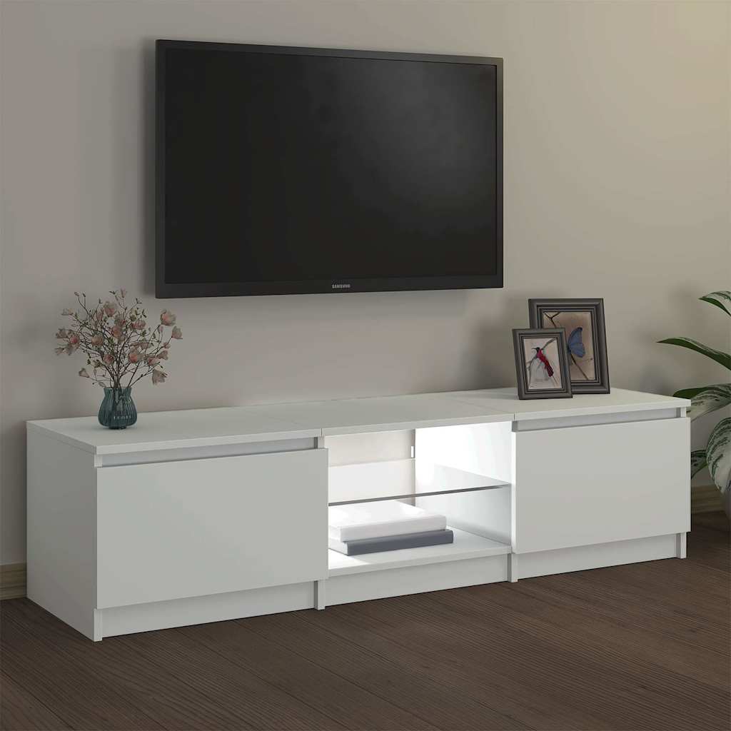 Móvel de TV com luzes LED 140x40x36 cm branco