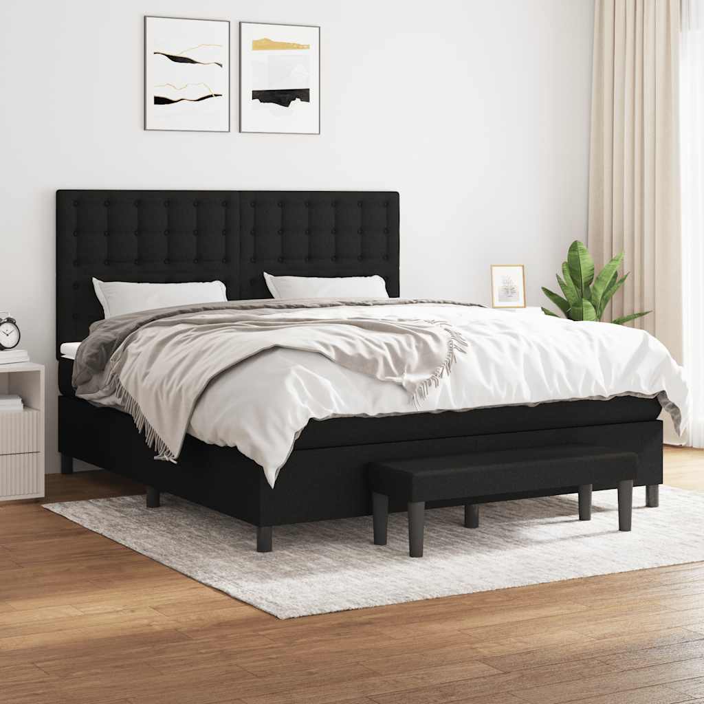 Cama com molas/colchão 180x200 cm tecido preto