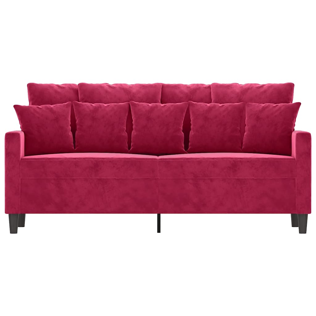 Sofá de 2 lugares veludo 140 cm vermelho tinto