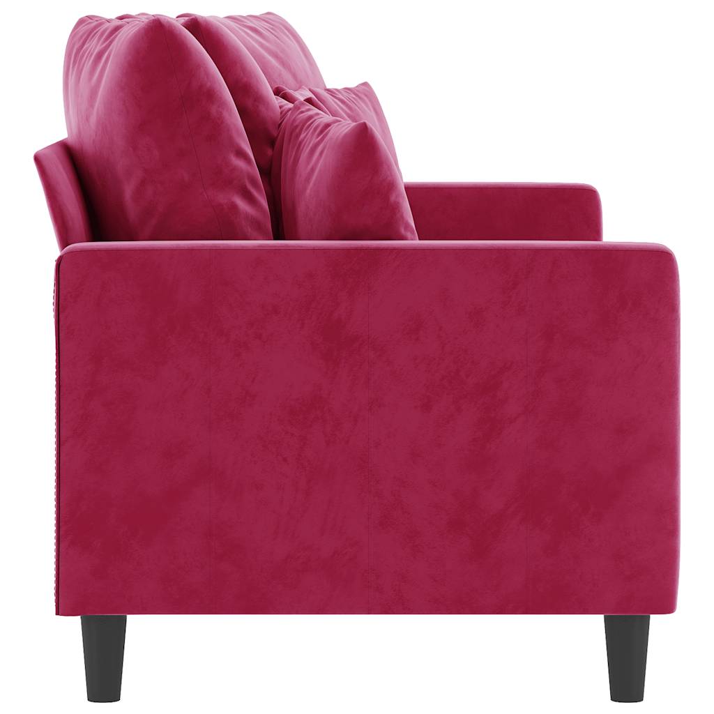 Sofá de 2 lugares veludo 140 cm vermelho tinto