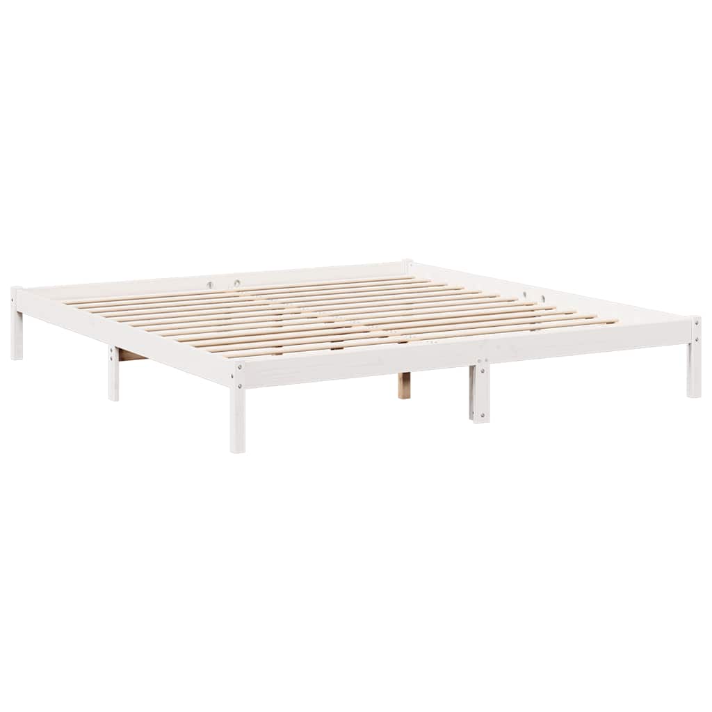 Cama extra longa sem colchão 180x220 cm pinho maciço branco