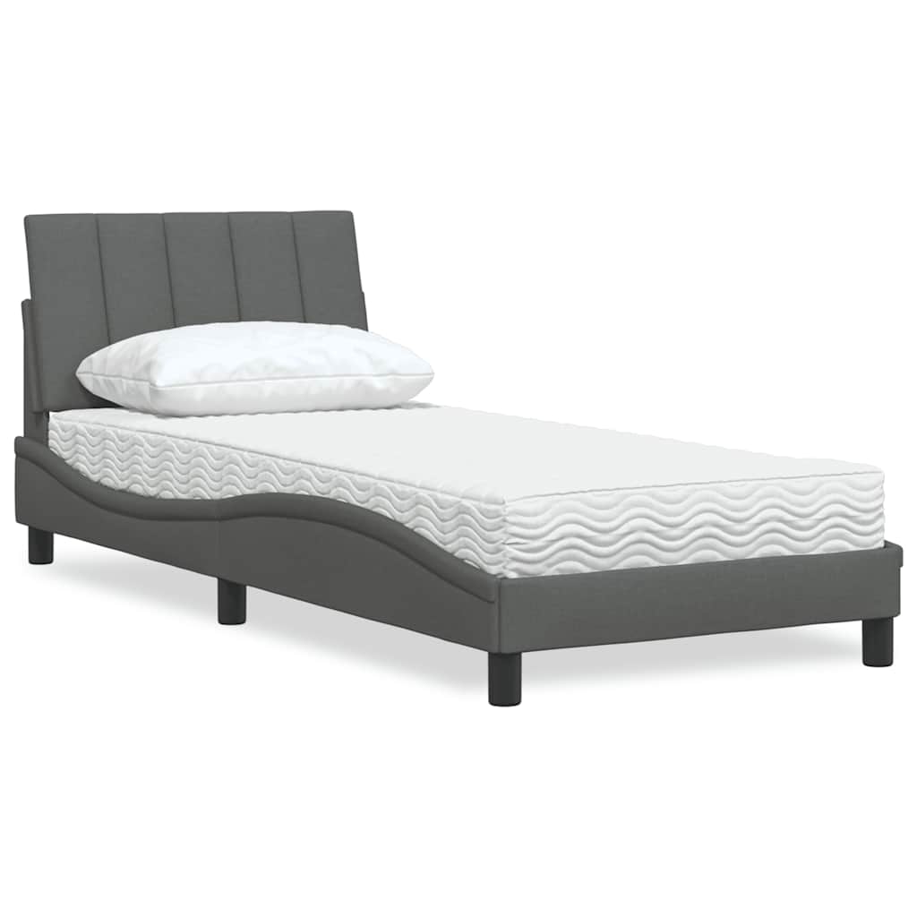 Cama com colchão hanko 90x200 cm tecido cinzento-escuro