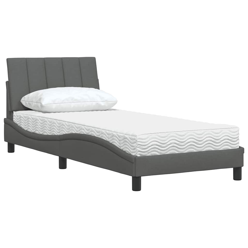 Cama com colchão hanko 90x200 cm tecido cinzento-escuro