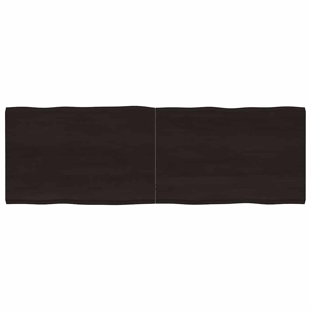 Tampo de mesa com bordas vivas maciço tratado castanho-escuro