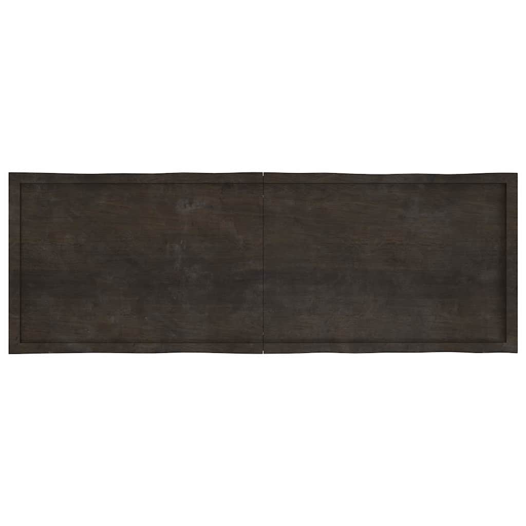 Tampo de mesa com bordas vivas maciço tratado castanho-escuro