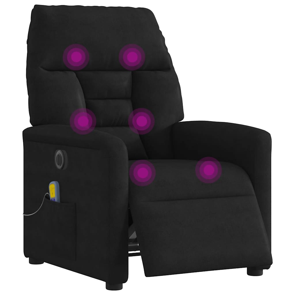 Poltrona de massagens reclinável elétrica microfibra preto