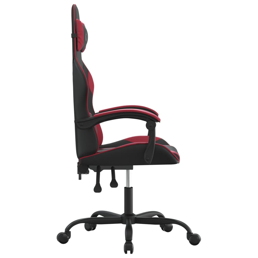 Cadeira gaming giratória couro artificial preto/vermelho tinto