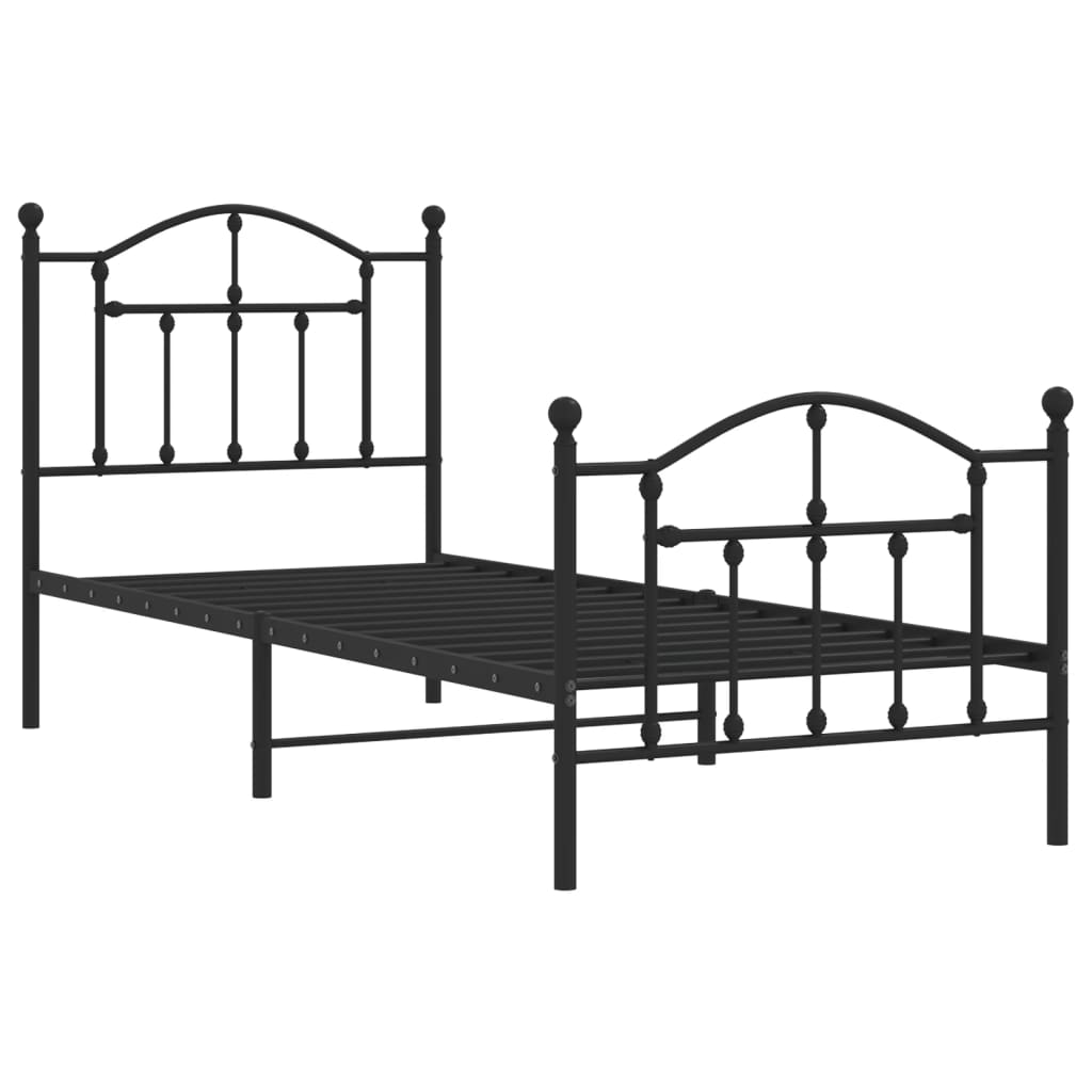 Estrutura de cama com cabeceira e pés 80x200 cm metal preto