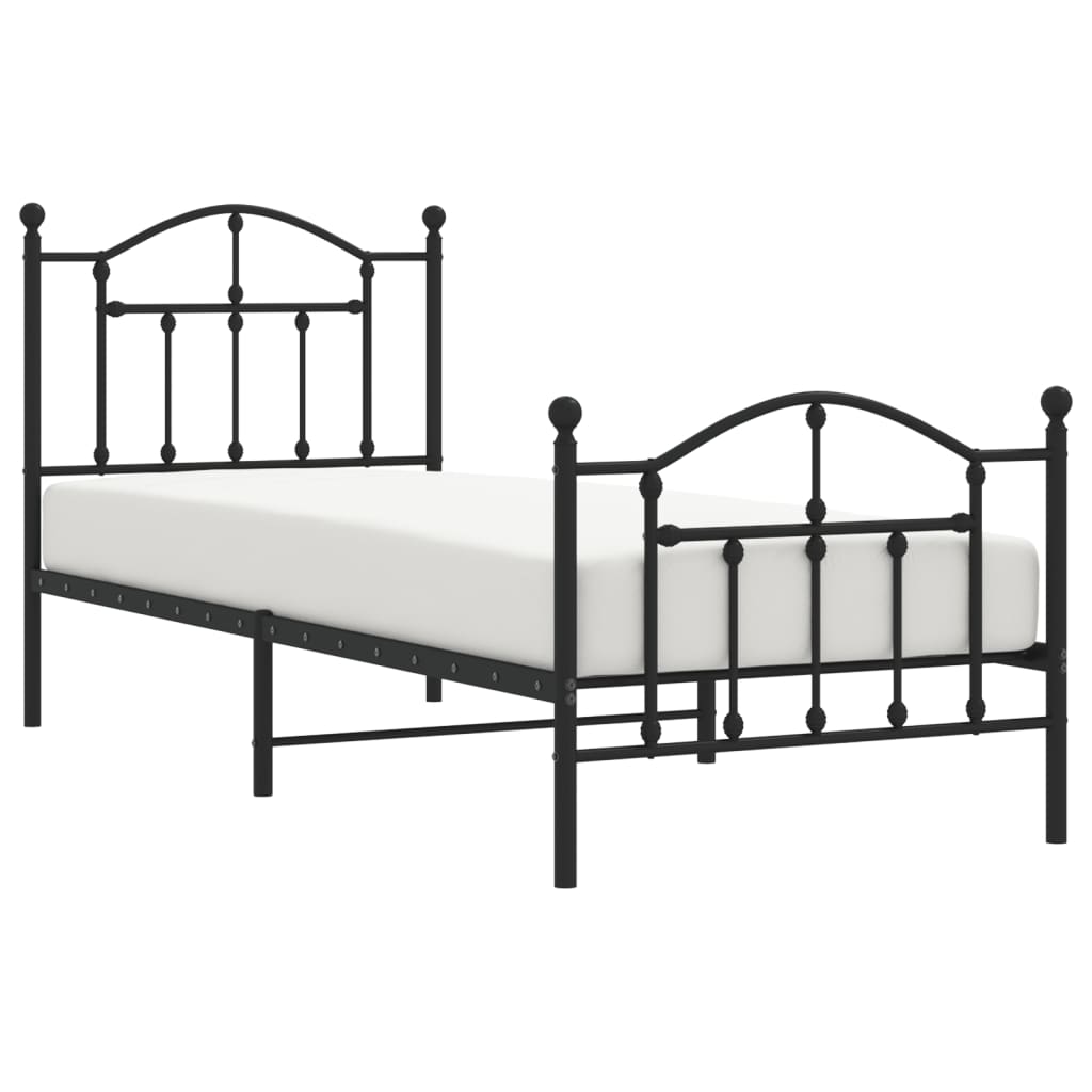 Estrutura de cama com cabeceira e pés 80x200 cm metal preto
