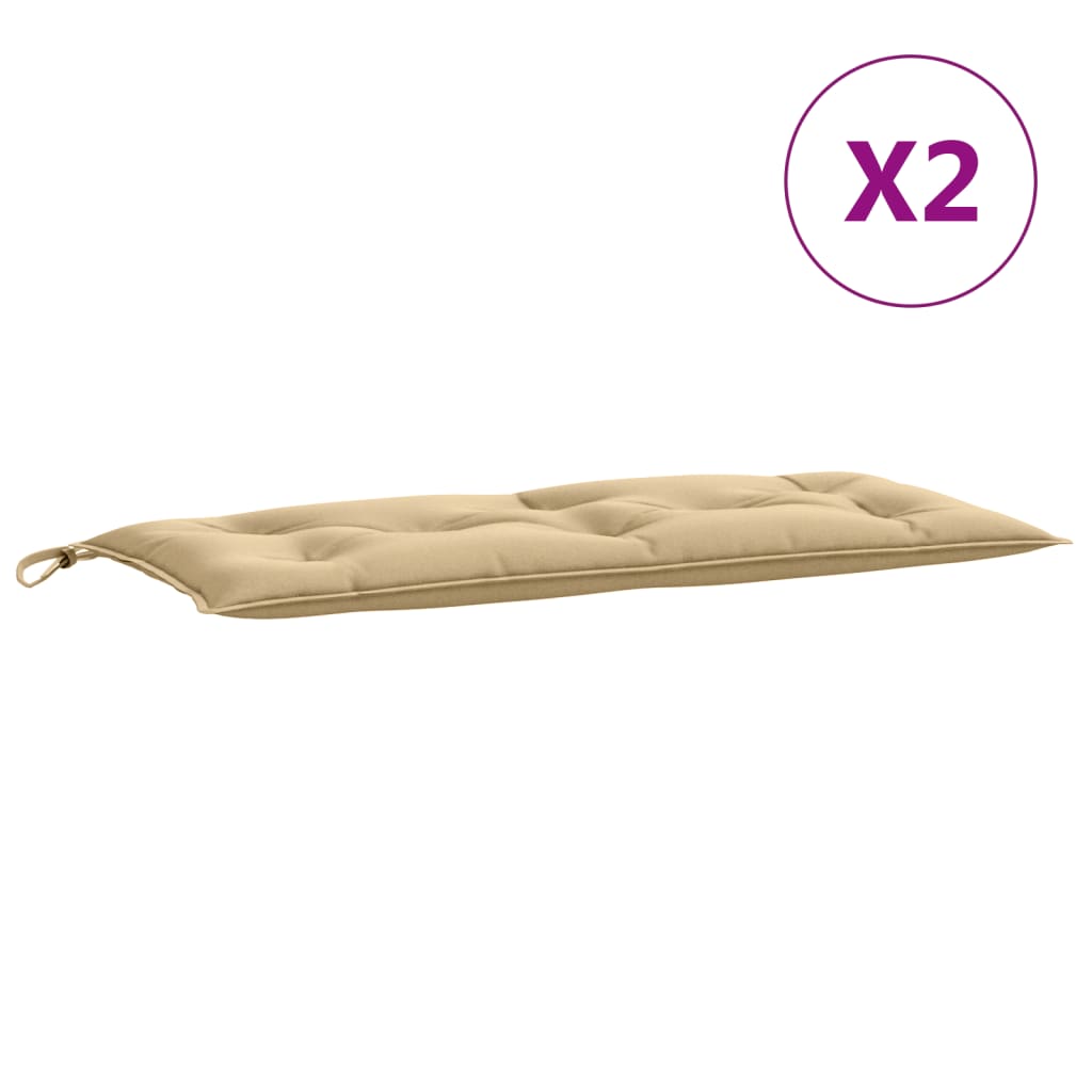 Almofadões banco jardim 2pcs 100x50x7cm mesclado tecido bege