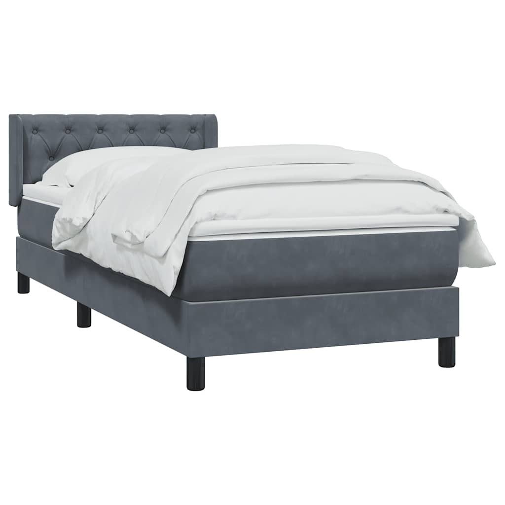 Cama com molas/colchão cinza-escuro 80x220 cm veludo