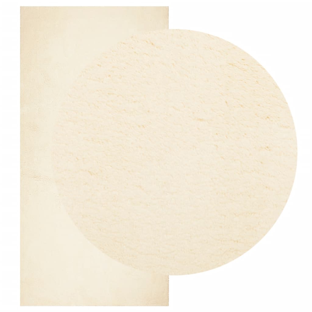 Tapete pelo curto macio e lavável huarte 100x200 cm cor creme