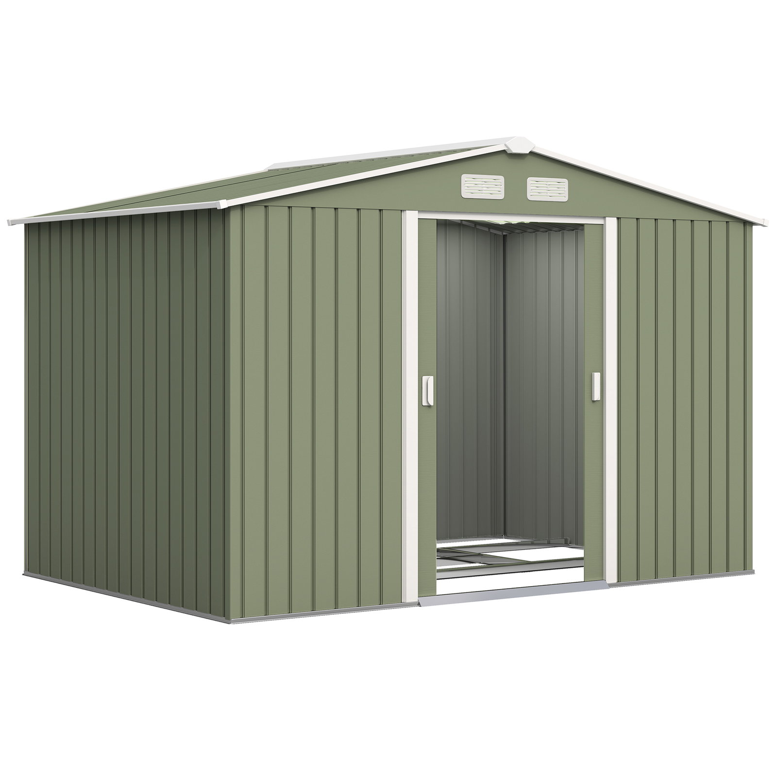 Abrigo de jardim 4,83m² 277x195x192cm abrigo metálico para armazenamento de ferramentas com base de reforço incluída verde claro