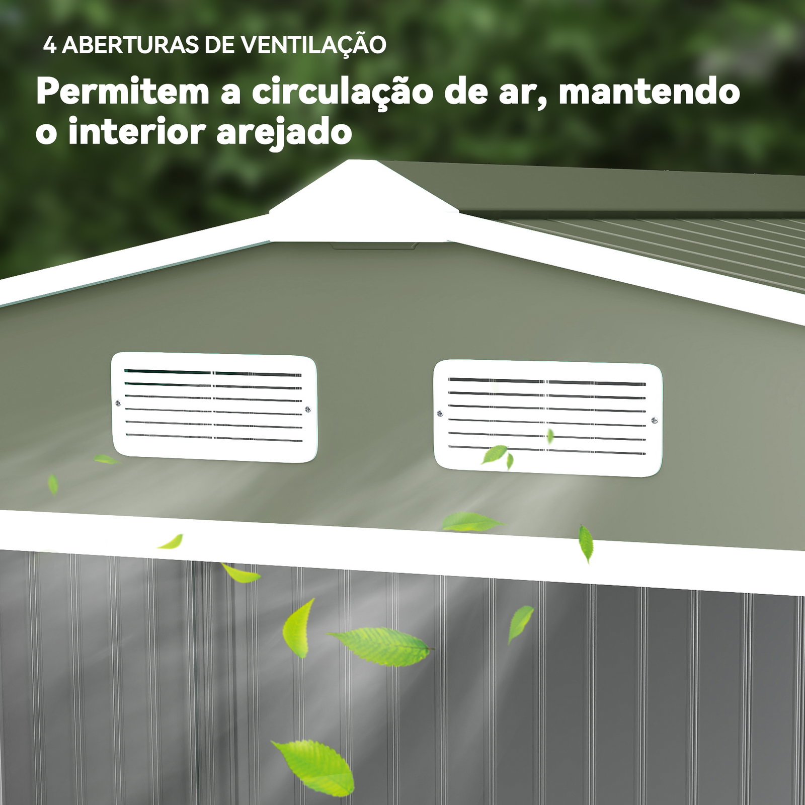Abrigo de jardim 4,83m² 277x195x192cm abrigo metálico para armazenamento de ferramentas com base de reforço incluída verde claro