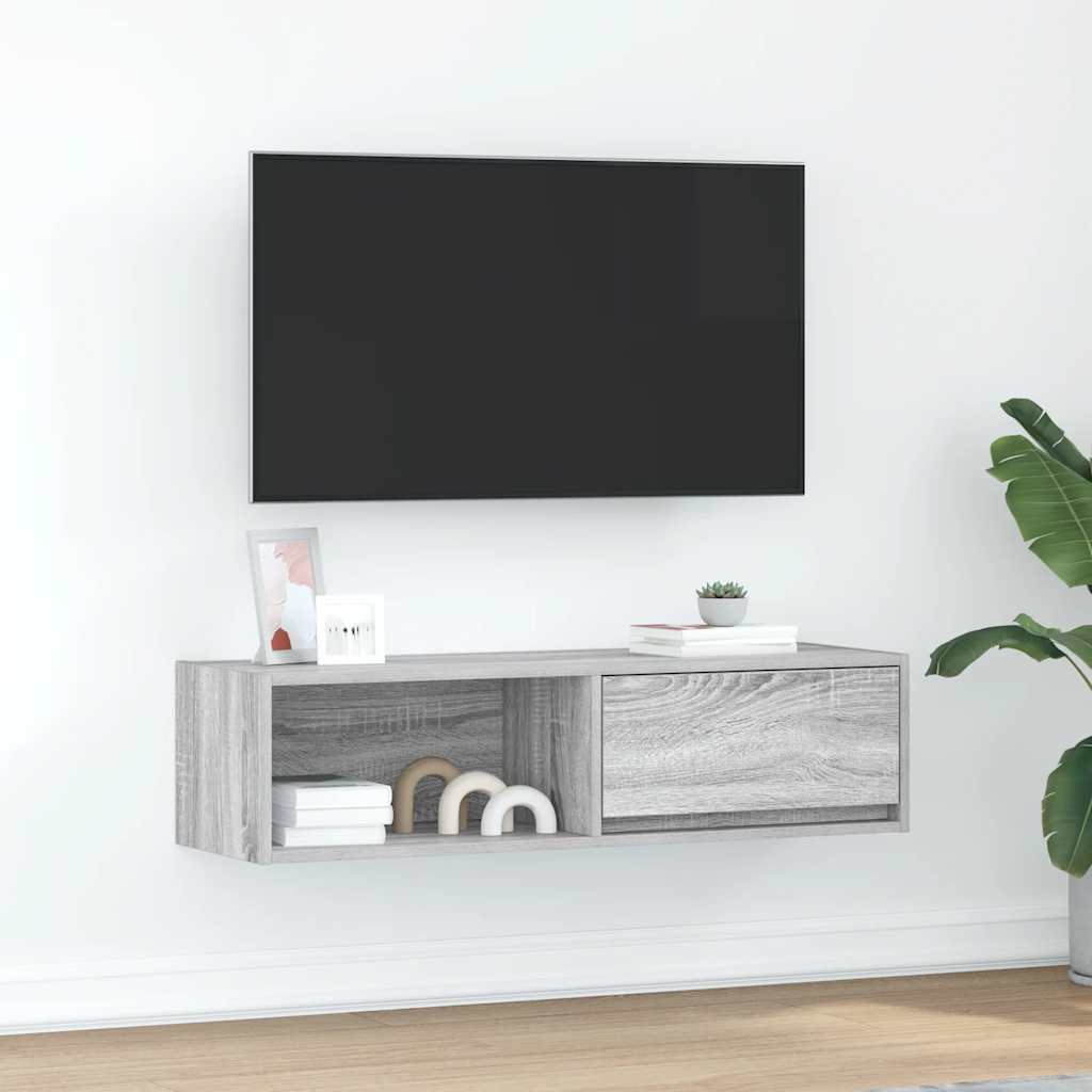 Móvel de TV 100x31x25,5 cm derivados de madeira cinzento sonoma