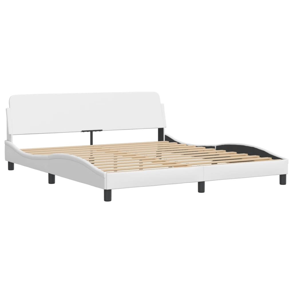 Cama com colchão zadar 180x200 cm couro artificial branco