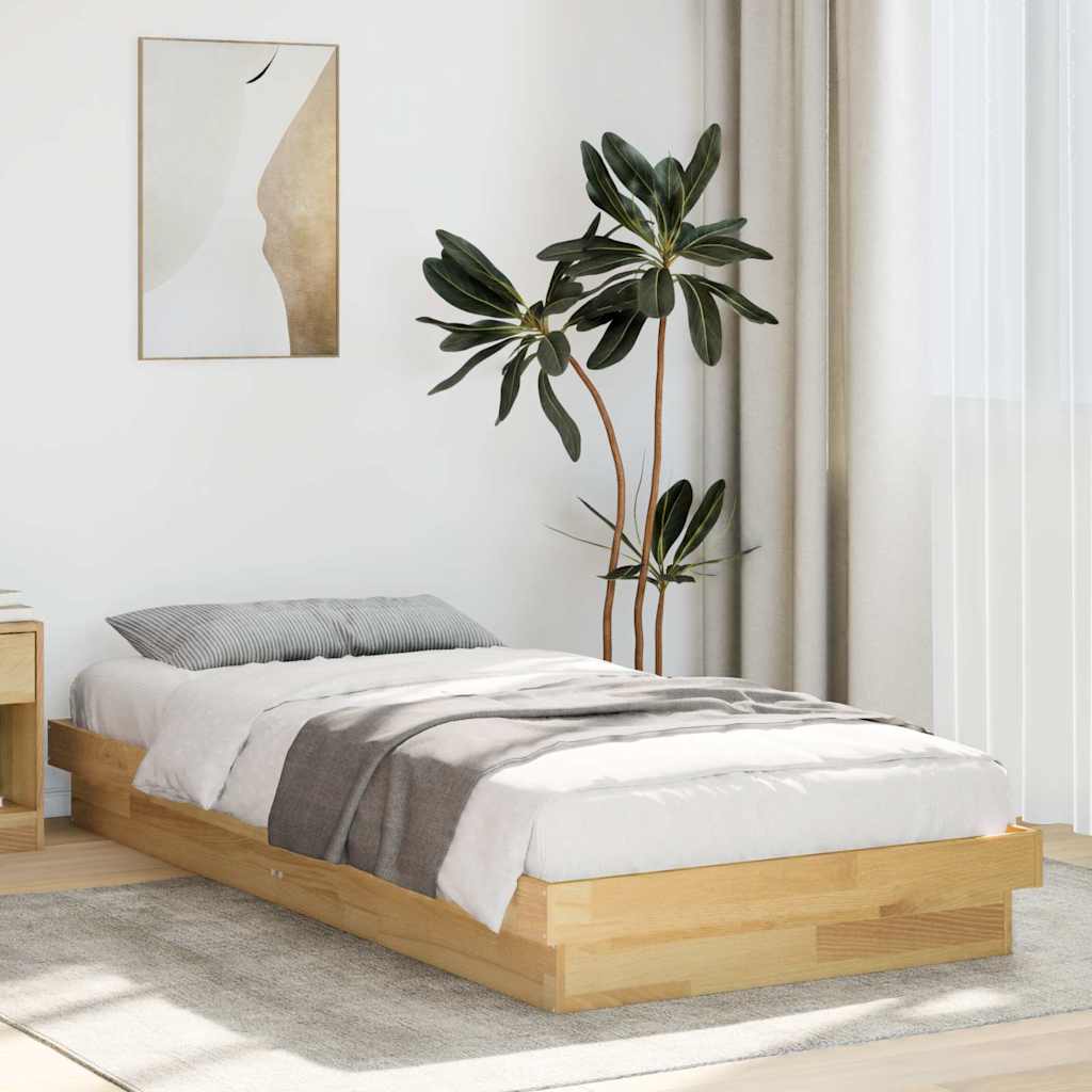 Estrutura de cama sem colchão 75x190 cm carvalho de maciça