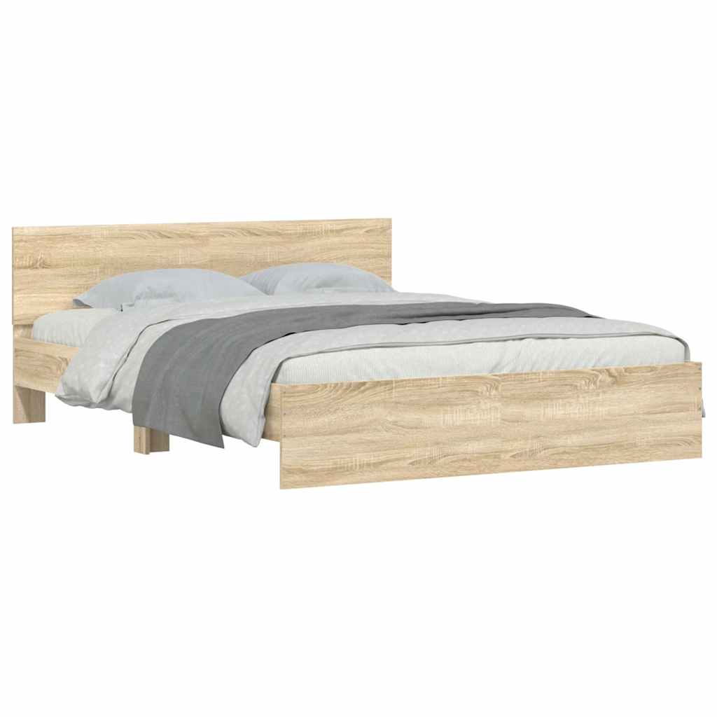 Estrutura de cama com cabeceira 150x200 cm carvalho sonoma