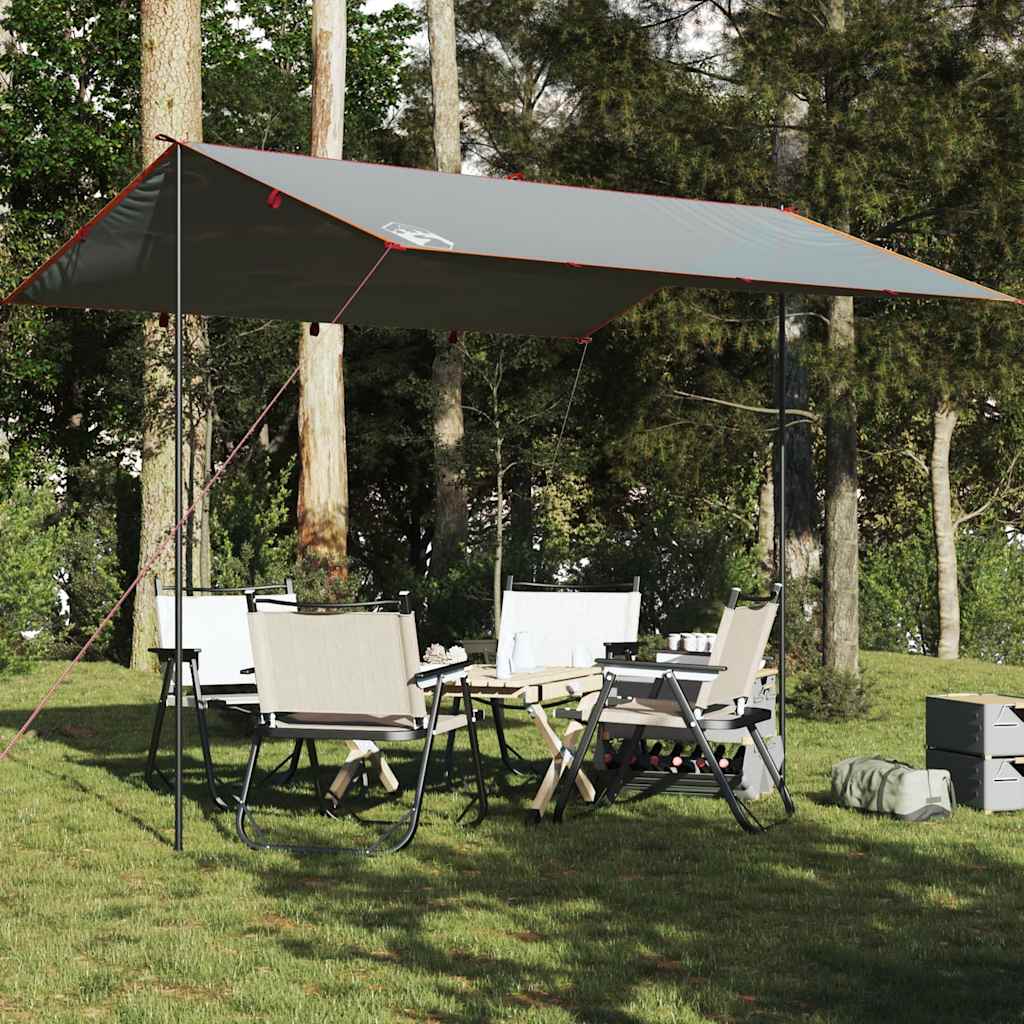 Lona de campismo 360x294 cm impermeável cinzento e laranja