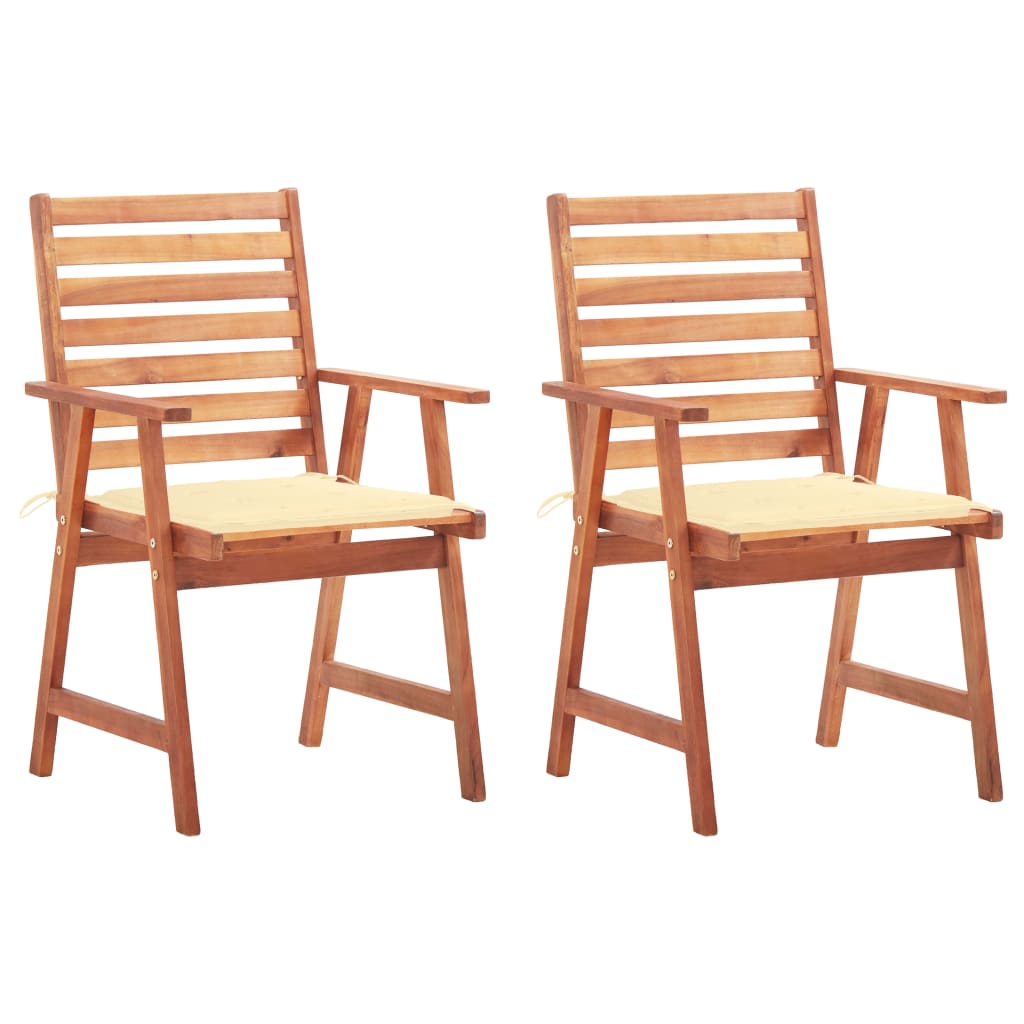 Cadeiras de jantar p/ jardim 2 pcs c/ almofadões acácia maciça