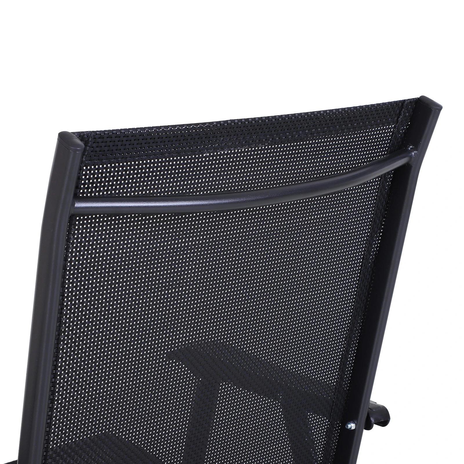 Conjunto de 2 cadeiras dobráveis para exterior com apoio de braços Cadeiras para varanda Jardim Terraço 58x64x94 cm Preto Carga