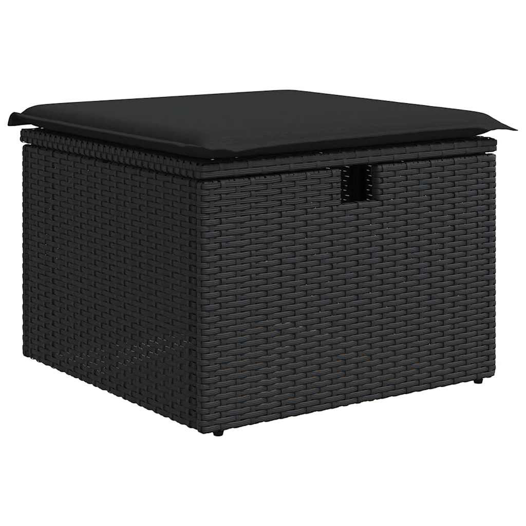 2 Pcs conjunto sofás jardim c/ almofadões vime PE/acácia preto