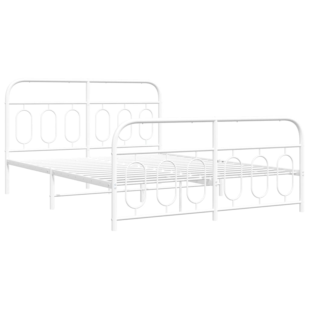 Estrutura de cama com cabeceira e pés 140x190 cm metal branco