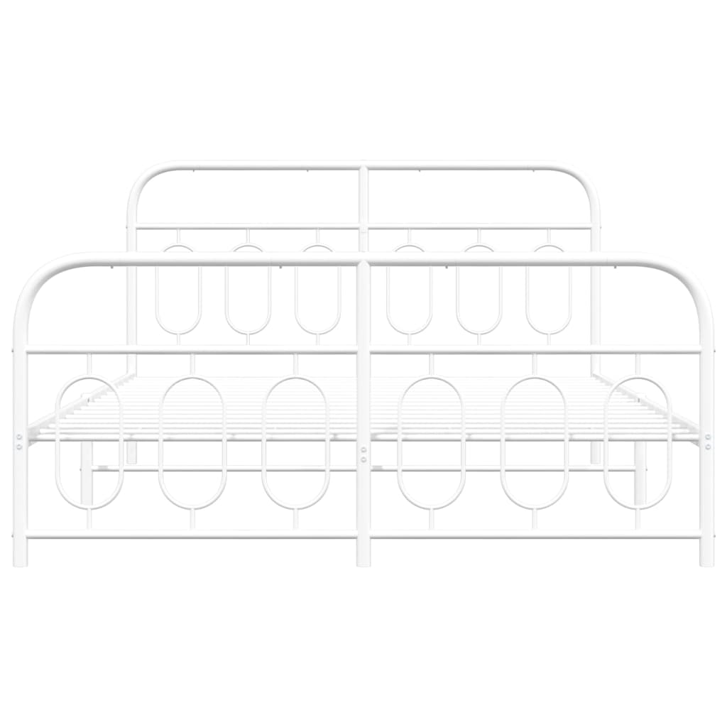 Estrutura de cama com cabeceira e pés 140x190 cm metal branco